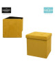 Pouf coffre de rangement pliable 37,5x37,5x37,5 cm  suédine Jaune