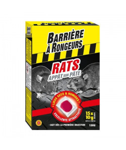 BARRIERE A RONGEURS Appât sur pâte pour rats  Spécial lieux secs et humides  150 g
