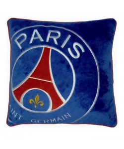 PSG Coussin velours brodé Logo  36x36 cm  Bleu