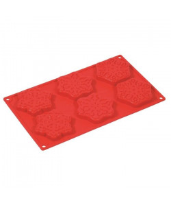 PAVONI FR106 Moule silicone 8 cavités en forme de flocon de neige rouge