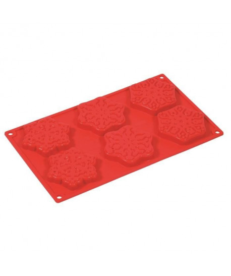 PAVONI FR106 Moule silicone 8 cavités en forme de flocon de neige rouge