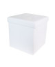 Coffre Pouf pliable en tissu  38x38x38 cm  Pu Blanc