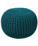 TODAY Pouf tricot Waby Sabi  100% coton  ř45xH30 cm  Bleu canard