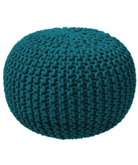 TODAY Pouf tricot Waby Sabi  100% coton  ř45xH30 cm  Bleu canard