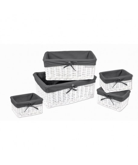 HOMEA Set de 5 paniers de rangement H131820 cm blanc et anthracite