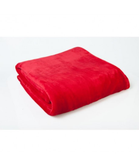 Plaid microfibre grand luxe uni 130x160 cm rouge foncé