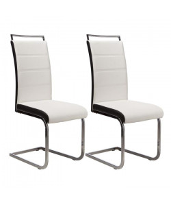 DYLAN Lot de 2 chaises de salle a manger  Simili blanc et noir  Contemporain  L 42,5 x P 56 cm