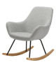 NORTON Fauteuil Rocking Chair en tissu gris  Pieds bascule en bois et métal  Vintage  L 69 x P 76,3 cm