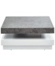 VEGAS Table basse pivotante contemporain effet béton et blanc laqué brillant  L 75 cm