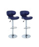 YORK Lot de 2 tabourets de bar réglables  Simili bleu marine  Contemporain  L 51 x P 50 cm