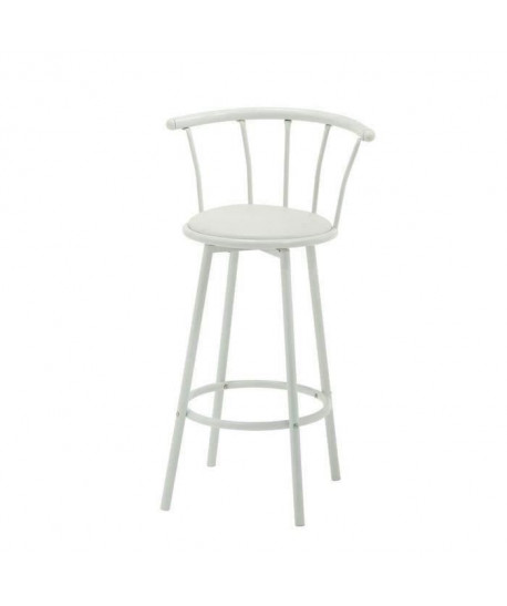 BISTROT Tabouret de bar bistrot en métal  Revetement simili blanc  Contemporain  L 56,5 x P 40 cm