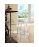 BISTROT Tabouret de bar bistrot en métal  Revetement simili blanc  Contemporain  L 56,5 x P 40 cm