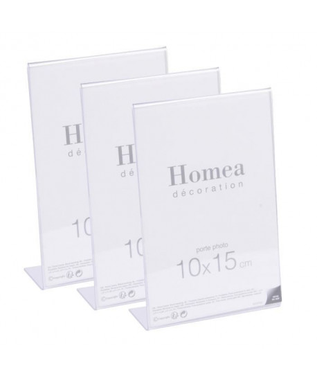 Lot de 3 portephotos a poser Homea 10x15 cm transparent