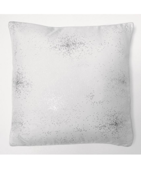 SOLEIL D\'OCRE Coussin impression argent Strass 40x40 cm blanc