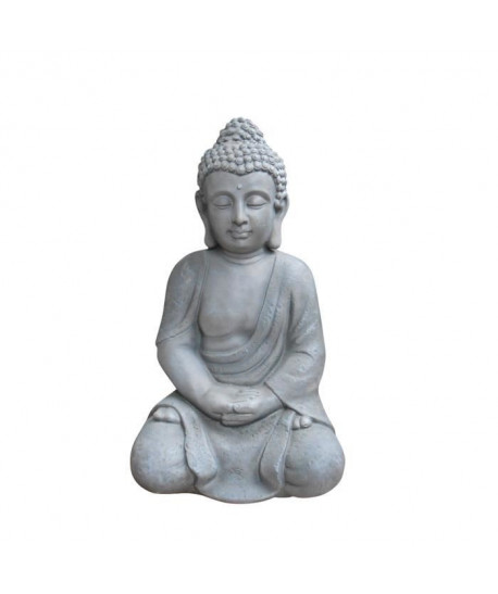 HOMEA Statut Bouddha assis déco H46 cm gris