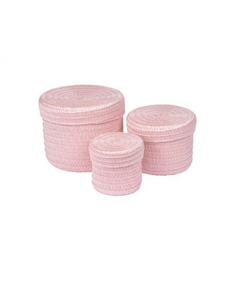 Lot de 3 boîtes tressées 10x15x18 cm Rose poudré