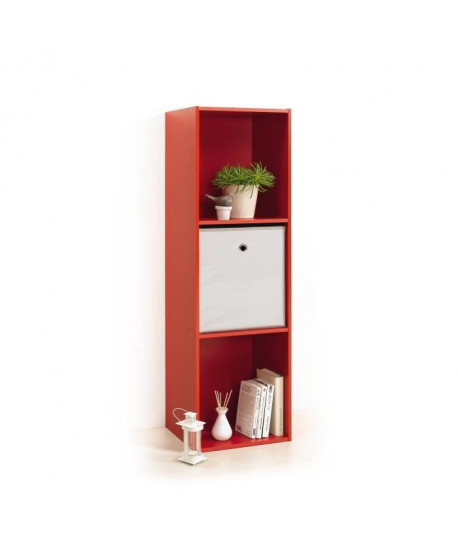 HOMEA Cube de rangement avec 3 niches 100,8x34,4x29,5 cm rouge