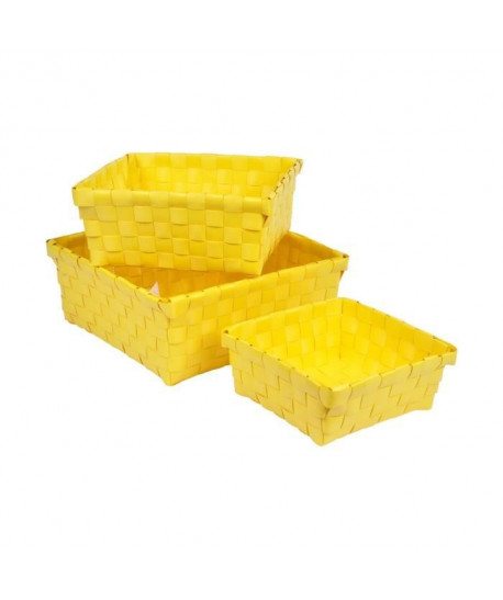 HOMEA Set de 3 paniers de rangement tréssés gris 14,51821,5 cm jaune