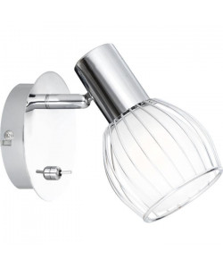 GLOBO LIGHTING Spot chrome  Verre satiné  Filet chromé  Interrupteur  L 11 x l 14  x H 13 cm