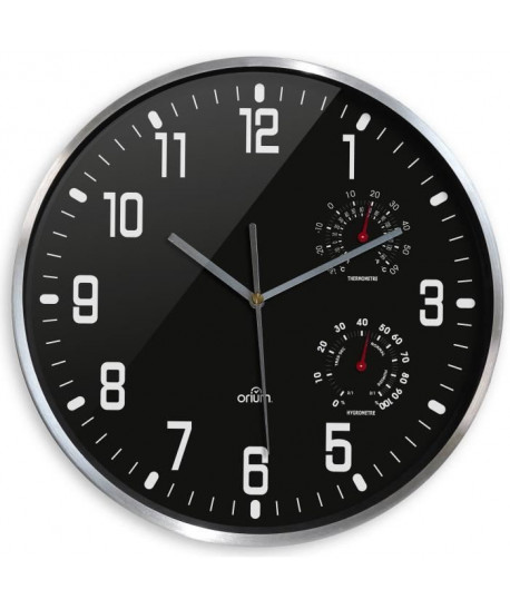 ORIUM Horloge murale thermohygro  Ř 30 cm  Noir