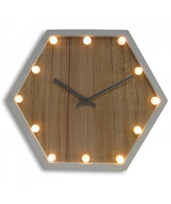 ORIUM Horloge murale lumineuse Véga  37x32 cm  Blanc et marron bois
