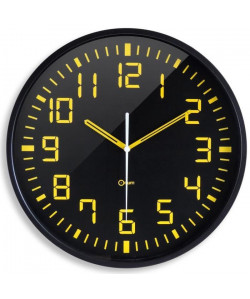 ORIUM Horloge murale silencieuse Contraste  Ř 30 cm  Noir et jaune