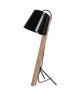 FITZGERALD Lampe bureau, bois, pied fil métal, abajour métal, hauteur 60 cm, noir