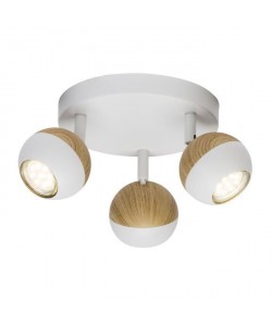 SCAN Plafonnier LED spirale 3L en métal  11x18cm  Blanc / bois clair