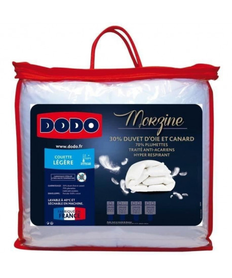 DODO Couette légere Duvet d\'Oie MORZINE AntiAcariens 220x240cm blanc