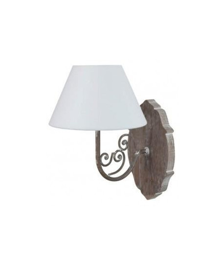 CLOTILDE Applique en bois et fer forgé E14 40W blanc et brun