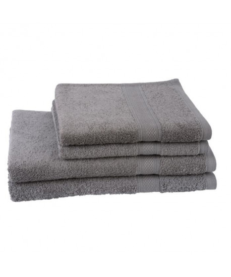 JULES CLARYSSE Lot de 2 serviettes  2 draps de bain Élégance  Gris