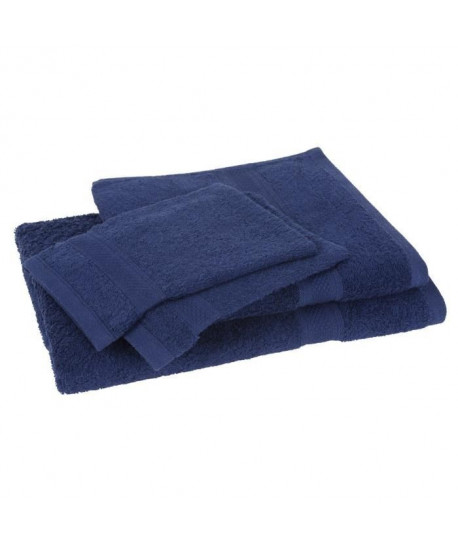 Lot de 1 drap de bain  1 serviette  2 gants ELEGANCE marine