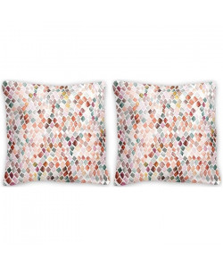 NAFNAF Lot de 2 taies d\'oreiller 100% coton imprimé Elie  65x65 cm  Corail