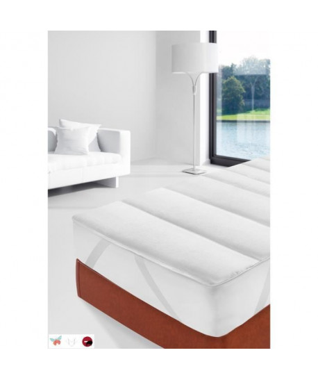 STIPI Protegematelas Matelassé Damassé Anti Acariens 90x190200 cm blanc