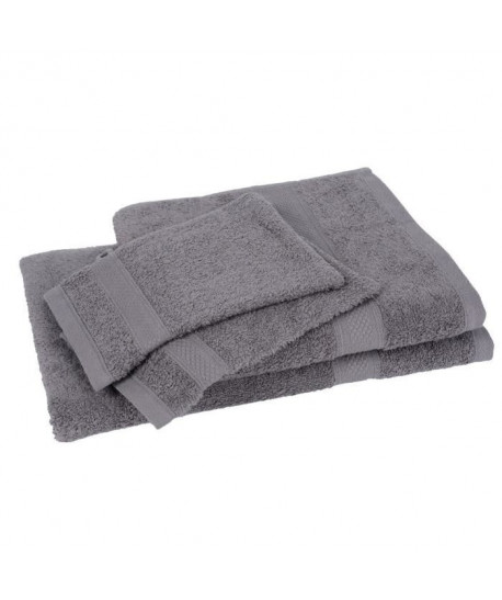 Lot de 1 drap de bain  1 serviette  2 gants ELEGANCE gris