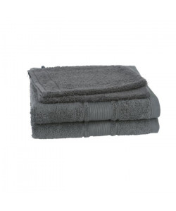 JULES CLARYSSE Lot de 2 serviettes  2 gants de toilette ROYALE  Gris foncé