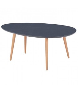 STONE Table basse ovale scandinave gris laqué  L 98 x l 61 cm