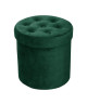 Pouf coffre de rangement pliable velours rond  35x35cm  Vert émeraude