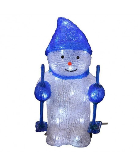 CODICO Bonhomme de neige solaire lumineux  30 LED  30,5 cm  Blanc froid