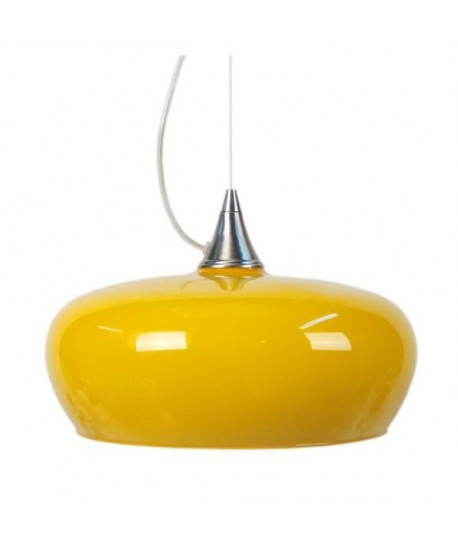 MATILDE Suspension verre et acier 30x30x90 cm Jaune