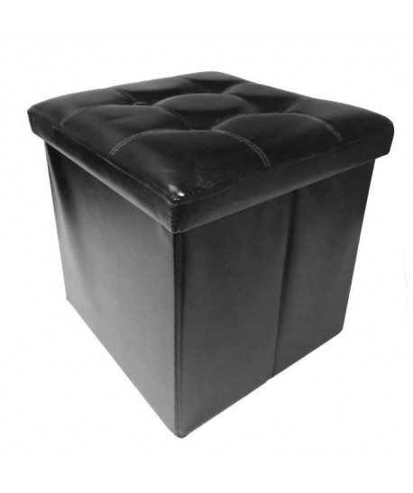 Pouf coffre de rangement pliable PU 35x35cm NOIR