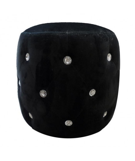 Pouf capitonné Diamant  32x34 cm  Noir