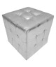 Pouf capitonné CHESTER  32x32x33 cm  Gris argenté