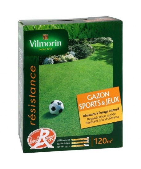VILMORIN Graines Gazon SPORT & JEUX Label Rouge 120 m˛  3 kg