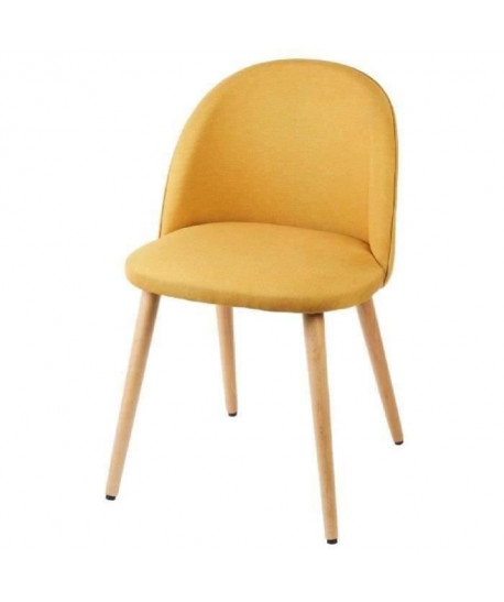 MACARON chaise de salle a manger  Tissu jaune moutarde  Scandinave  L 50 x P 50 cm