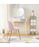 MACARON chaise de salle a manger  Tissu rose pastel  Scandinave  L 50 x P 50 cm