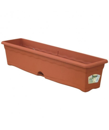 PLASTIKEN Jardiniere rectangulaire Ř 80 X 20 cm avec plateau  Terracotta