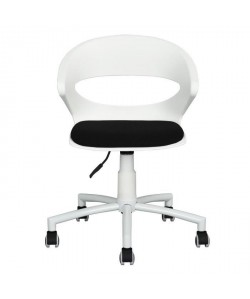 DOT Chaise de bureau noir et blanc en métal  Revetement tissu bicolore noir  Style contemporain  L 54 x P 58 cm