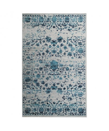 Tapis de salon Oriental CIUDAD Creme et Bleu 160x230cm