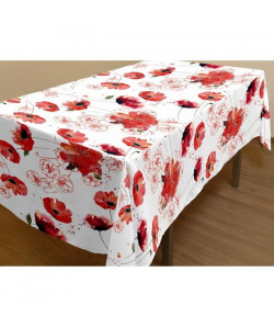 SOLEIL D\'OCRE Nappe rectangulaire Coquelicot 140x240 cm  100% polyester  imprimé